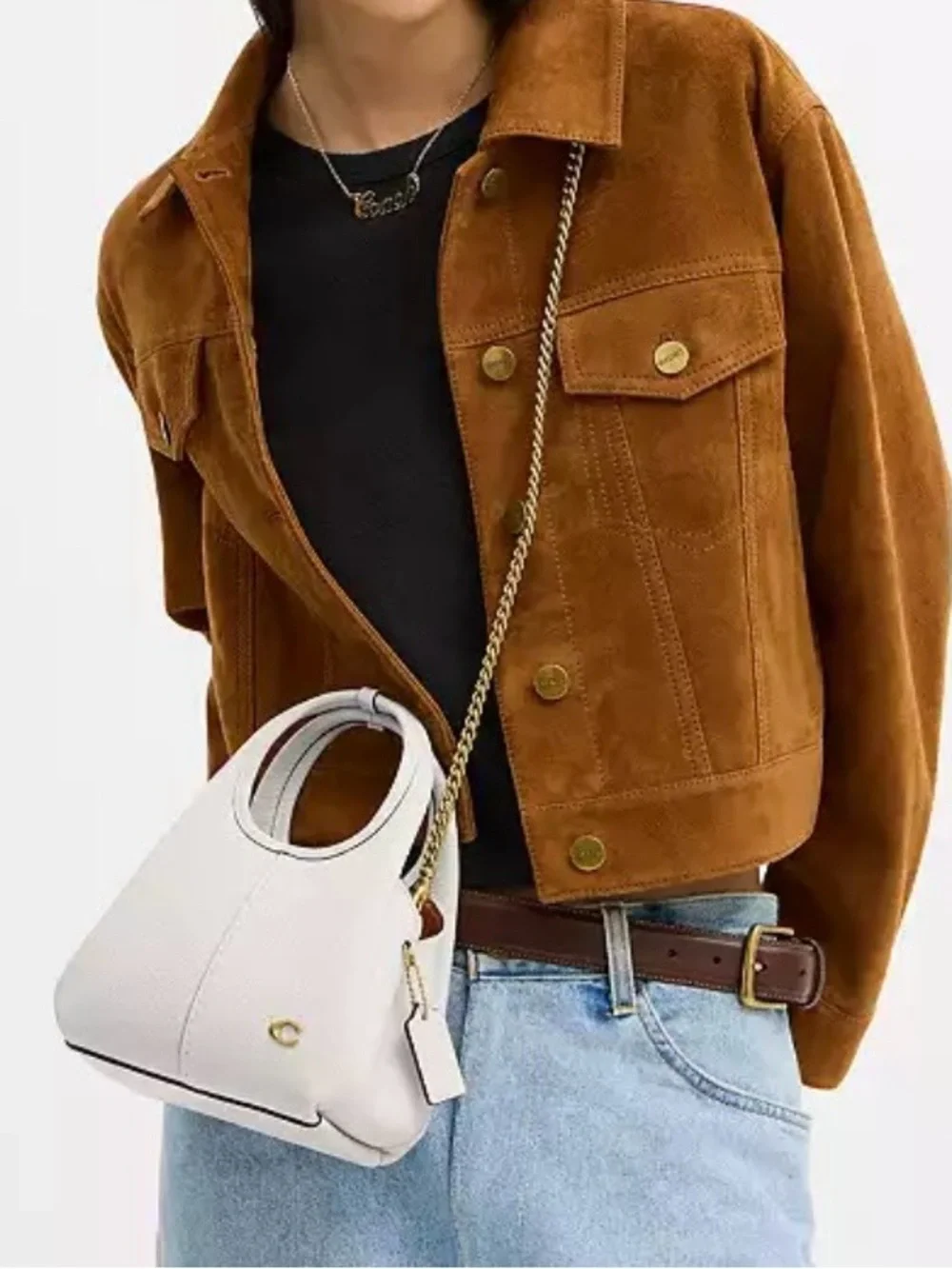 Coach White Pebbled Leather Mini Top-Handle Bag with Gold Accent